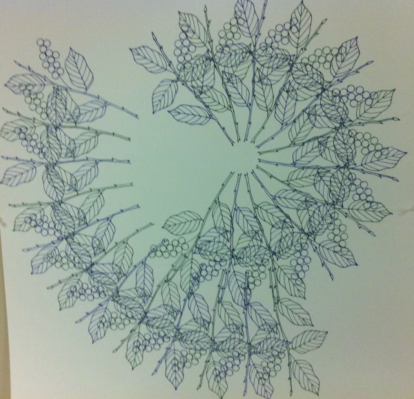 Leaf Mandala ink on paper by Craig 